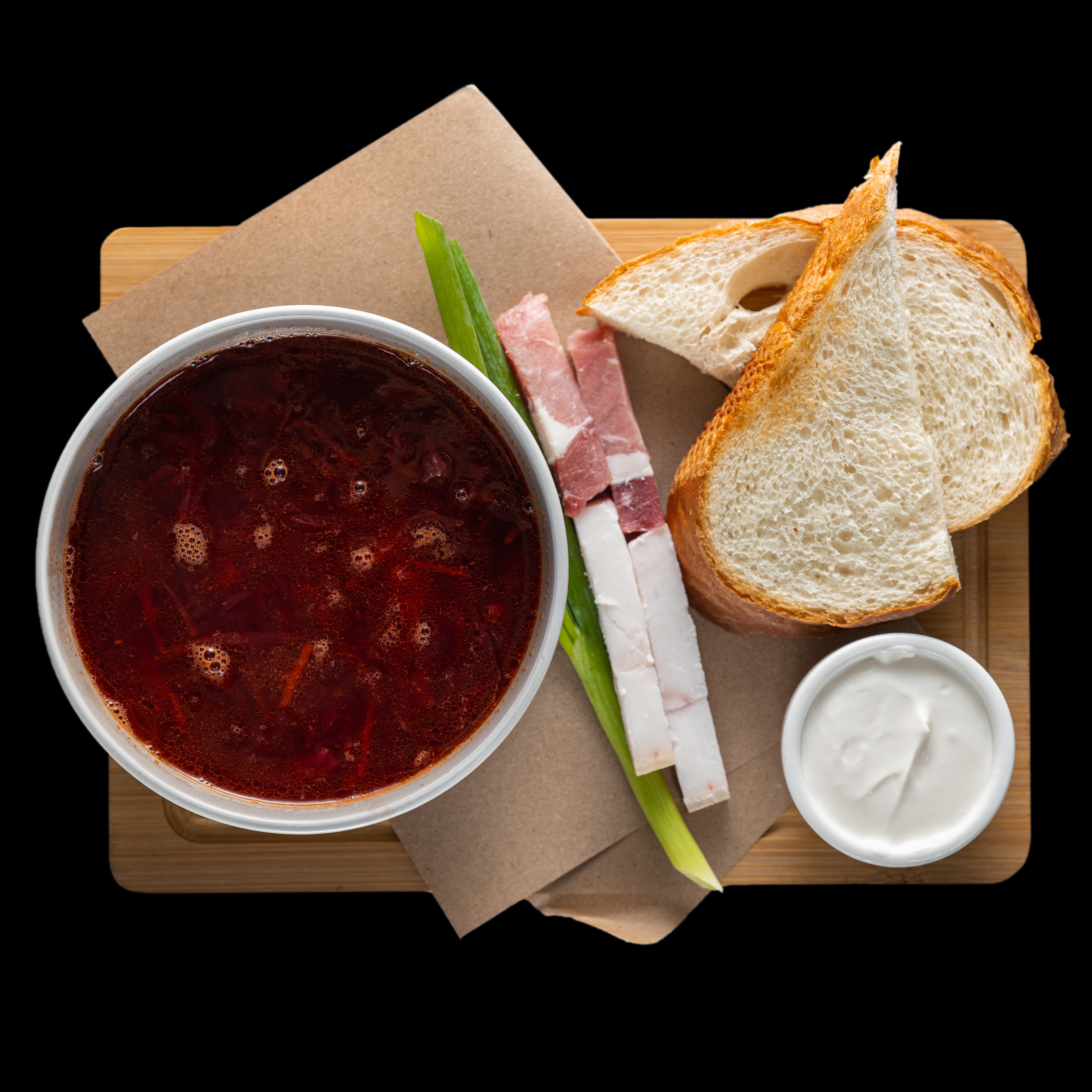 Борщ с телятиной и салом 400/50гр